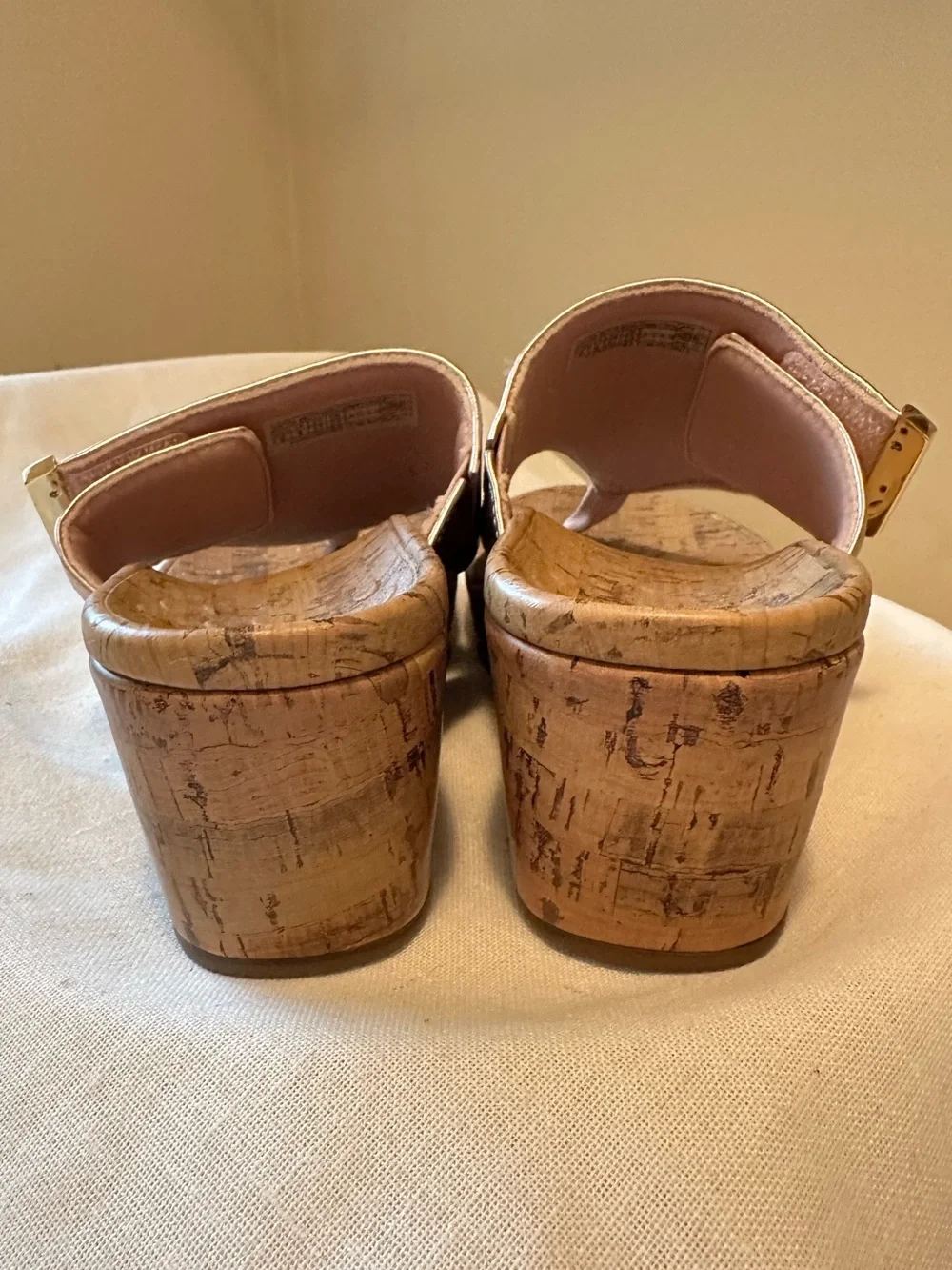 Vionic Anitra Rose Gold Metallic Platform Wedge Thong Cork Sandals US 6 Orthotic